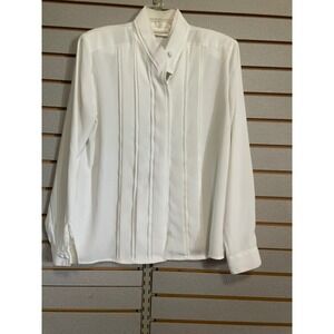 Christie & Jill Off White Long Sleeve Button Down Blouse Top Sz 8 pit to pit 21‎